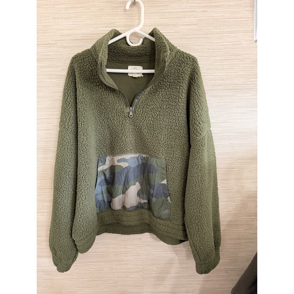Offline by Aerie Sherpa Pullover Quarter Zip Size XS Color Olive Green XXL